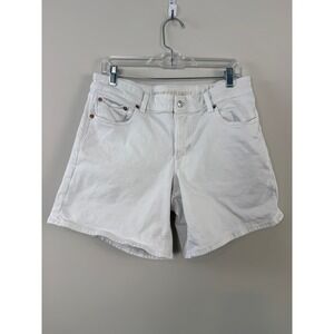 American Eagle Denim Shorts 8 White Stretch Mid Rise 5 Pocket Jean Shorts